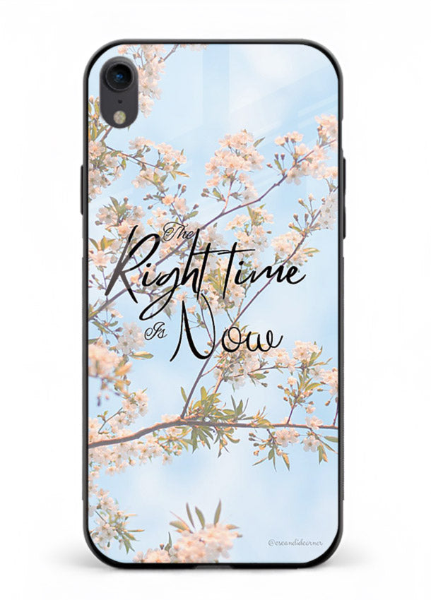 Botanical branch artwork printed on iphone xr glass back cover with calm tones.