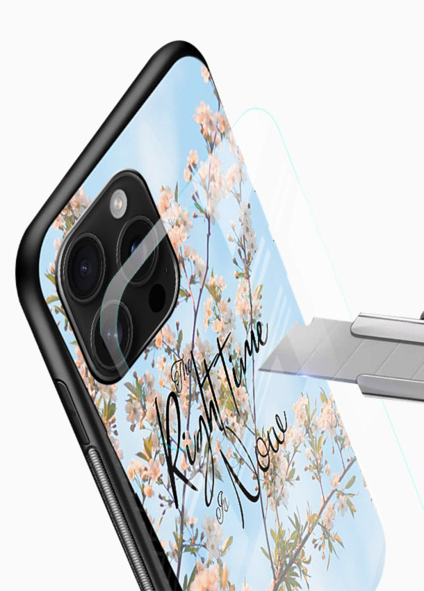 Botanical branch artwork printed on glossy vibrant premium glass back cover with calm tones. - Angle Blade