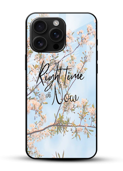 Botanical branch artwork printed on glossy vibrant premium glass back cover with calm tones. - Angle Front