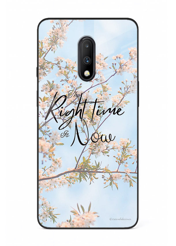 Botanical branch artwork printed on OnePlus 7 glass back cover with calm tones.