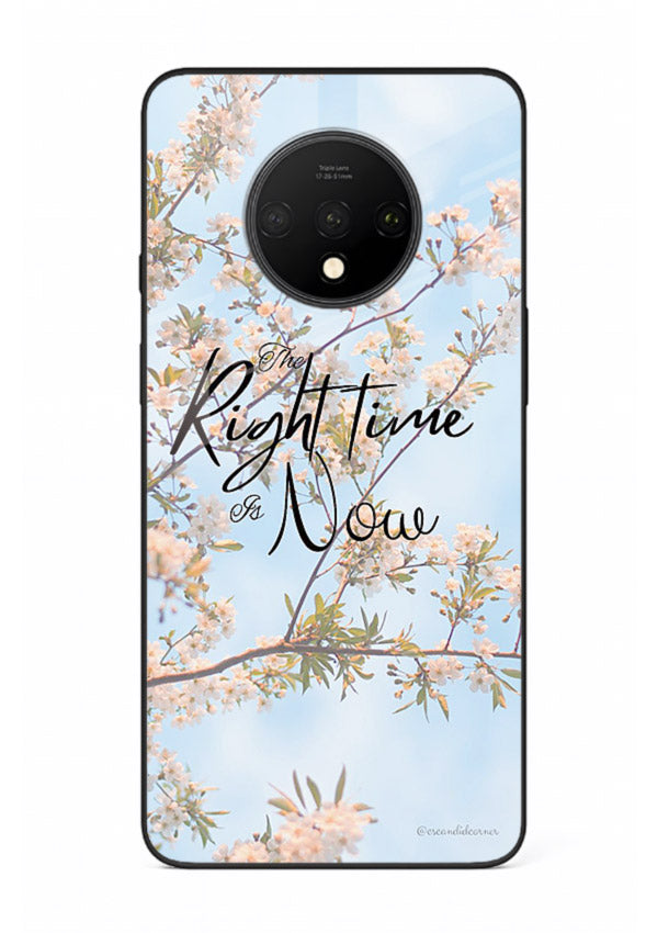 Botanical branch artwork printed on OnePlus 7T glass back cover with calm tones.