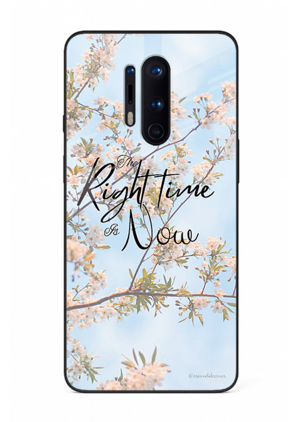 Botanical branch artwork printed on OnePlus 8 Pro glass back cover with calm tones.