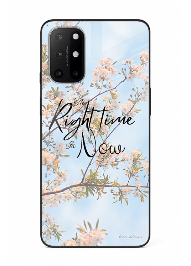 Botanical branch artwork printed on OnePlus 8T glass back cover with calm tones.