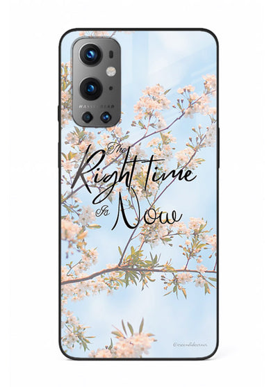 Botanical branch artwork printed on OnePlus 9 glass back cover with calm tones.