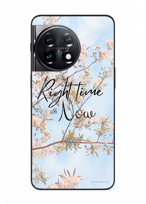 Botanical branch artwork printed on OnePlus 11 glass back cover with calm tones.