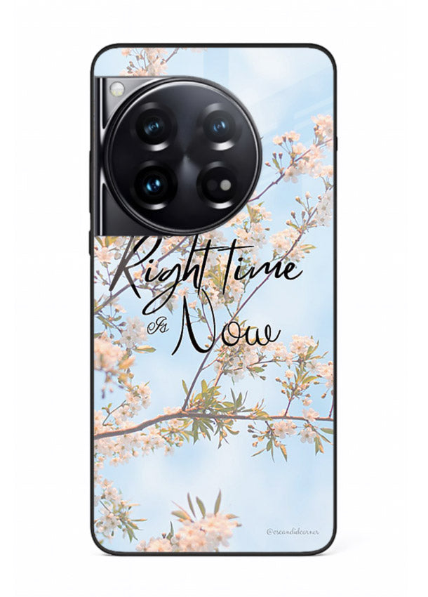 Botanical branch artwork printed on OnePlus 12 glass back cover with calm tones.