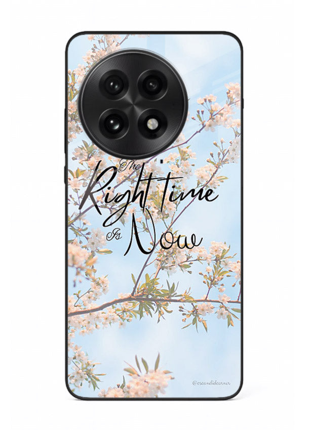 Botanical branch artwork printed on OnePlus 13R glass back cover with calm tones.