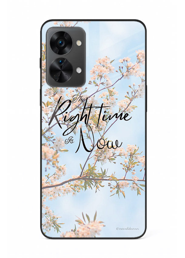 Botanical branch artwork printed on OnePlus Nord 2T glass back cover with calm tones.