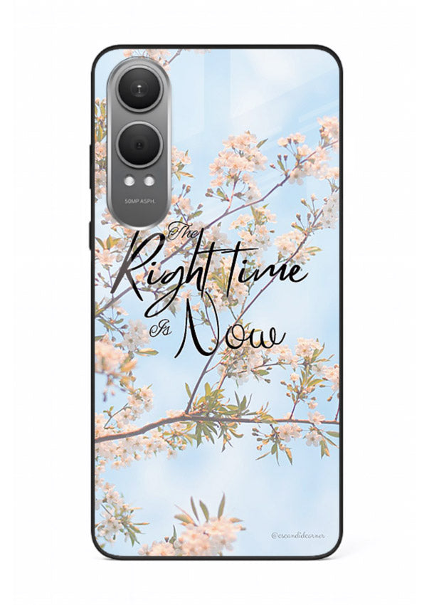 Botanical branch artwork printed on OnePlus Nord CE4 Lite glass back cover with calm tones.