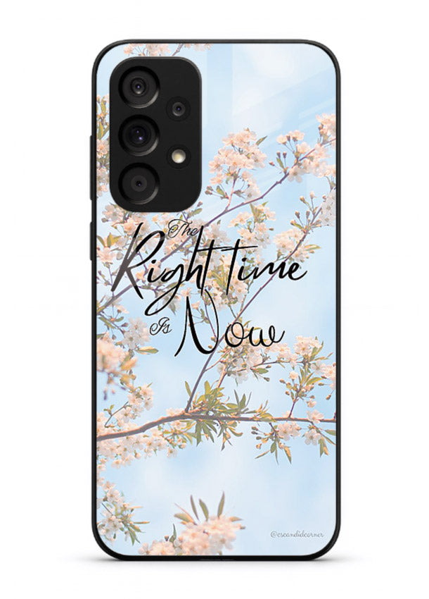 Botanical branch artwork printed on Samsung A33 5G glass back cover with calm tones.