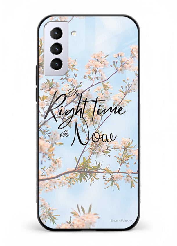 Botanical branch artwork printed on Samsung S21 Plus glass back cover with calm tones.