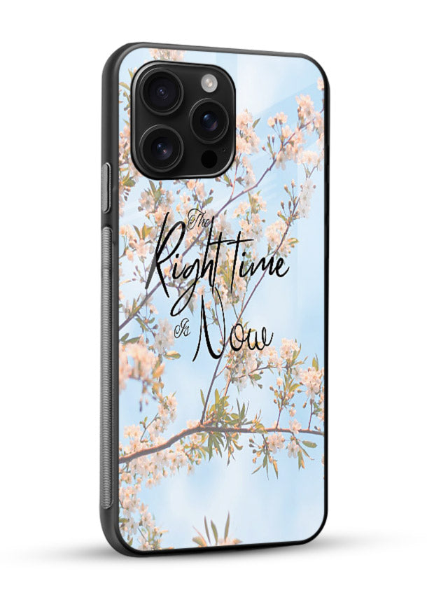 Botanical branch artwork printed on glossy vibrant premium glass back cover with calm tones. - Angle Side