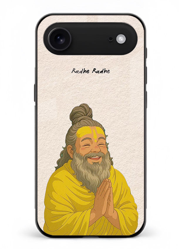 Devotional rishi artwork printed on glossy tempered glass iPhone 18 Air back cover