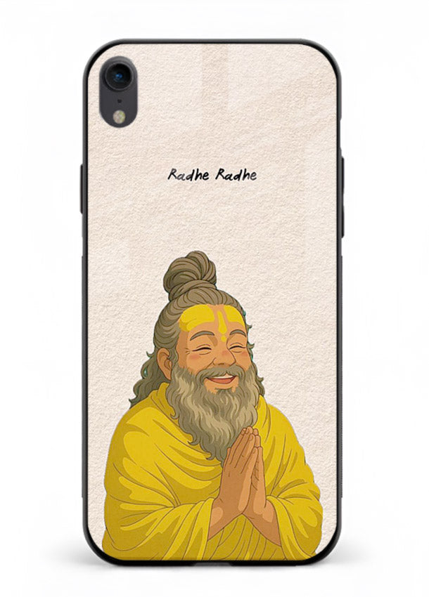 Devotional rishi artwork printed on glossy tempered glass iPhone XR back cover