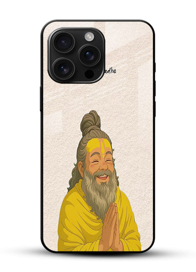 Devotional rishi artwork printed on glossy tempered glass phone back cover - 1