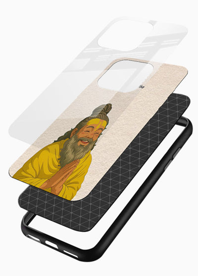 Devotional rishi artwork printed on glossy tempered glass phone back cover - 3
