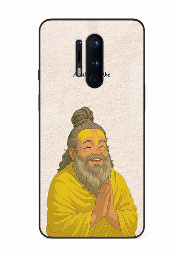 Devotional rishi artwork printed on glossy tempered glass OnePlus 8 Pro back cover