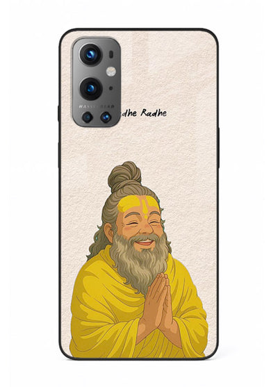 Devotional rishi artwork printed on glossy tempered glass OnePlus 9 back cover