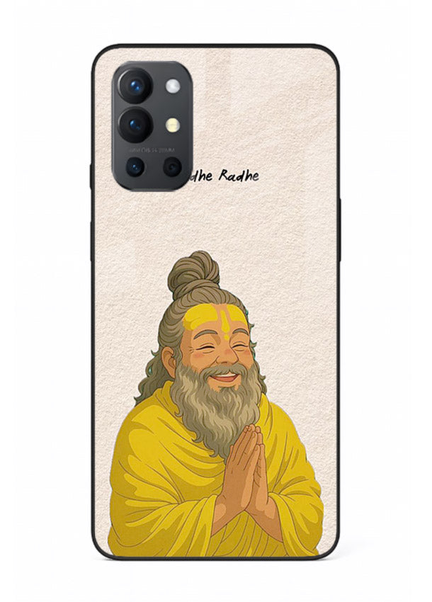 Devotional rishi artwork printed on glossy tempered glass OnePlus 9R back cover