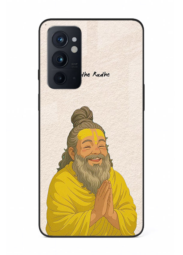 Devotional rishi artwork printed on glossy tempered glass OnePlus 9RT back cover