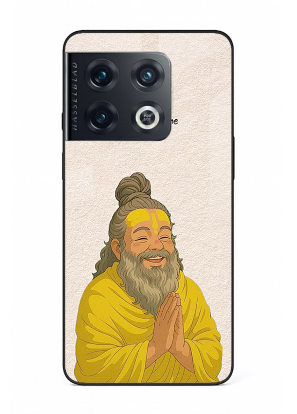 Devotional rishi artwork printed on glossy tempered glass OnePlus 10 Pro back cover