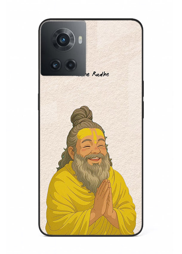 Devotional rishi artwork printed on glossy tempered glass OnePlus 10R back cover
