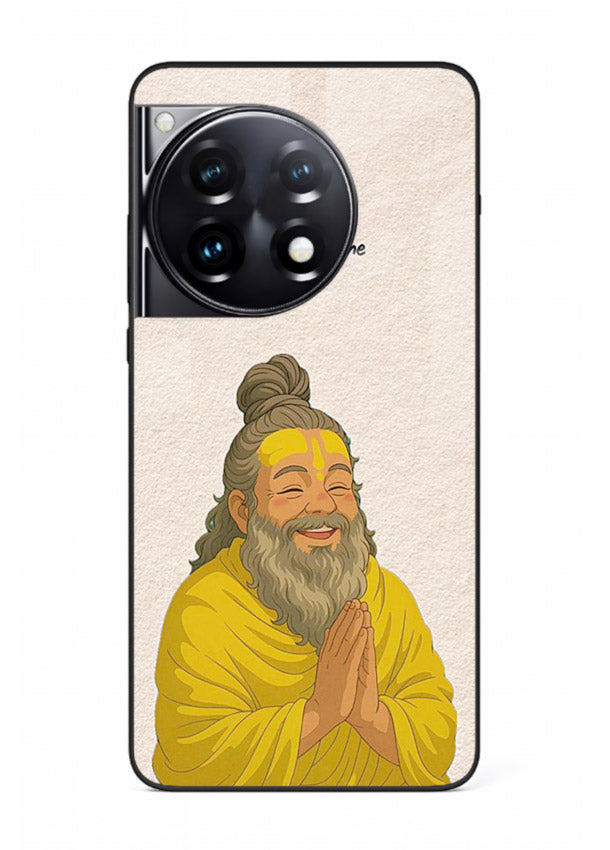 Devotional rishi artwork printed on glossy tempered glass OnePlus 12R back cover