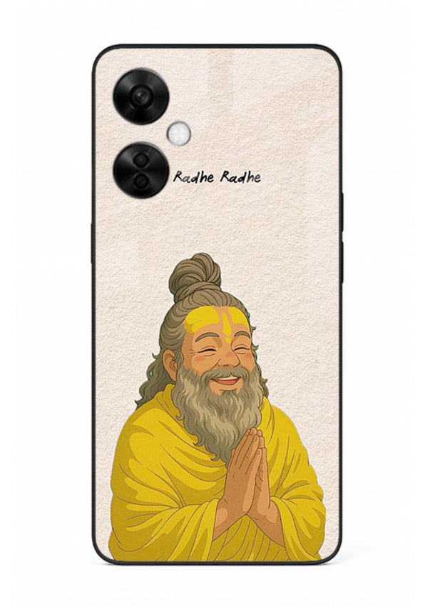 Devotional rishi artwork printed on glossy tempered glass OnePlus Nord CE3 Lite back cover