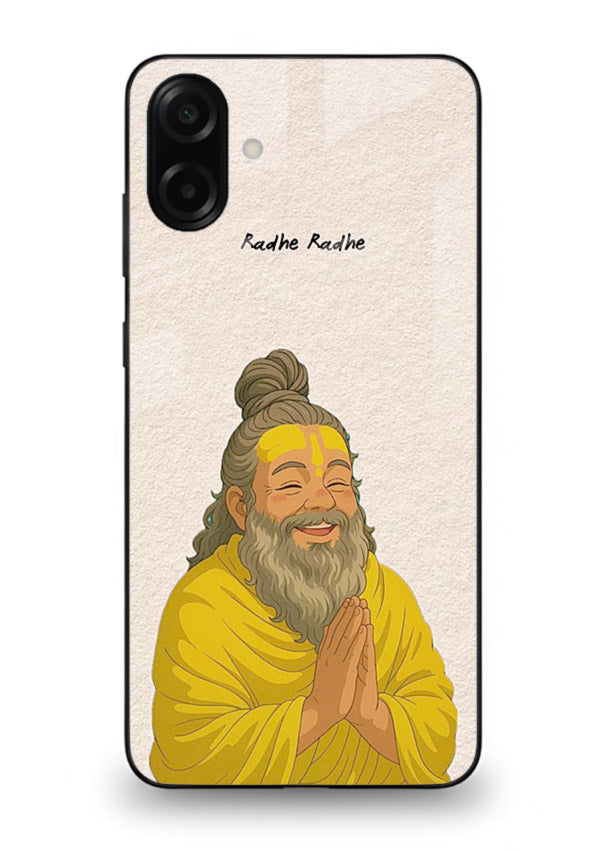 Devotional rishi artwork printed on glossy tempered glass Samsung A07 4G back cover