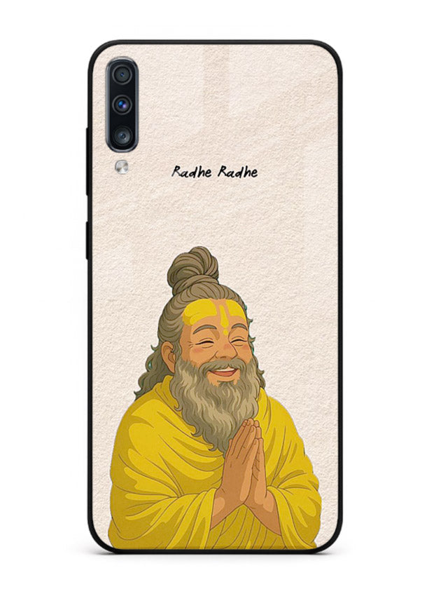 Devotional rishi artwork printed on glossy tempered glass Samsung A70 back cover