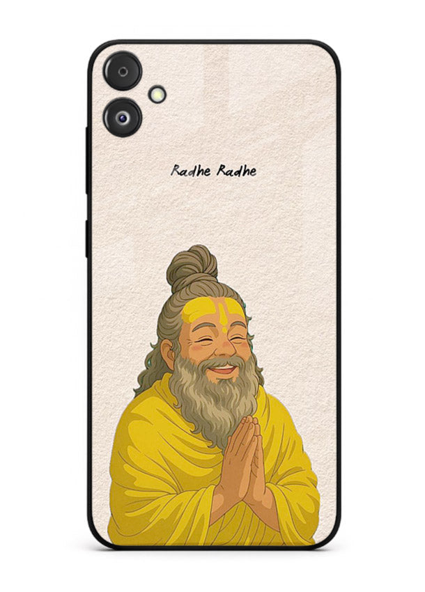 Devotional rishi artwork printed on glossy tempered glass Samsung F04 5G back cover
