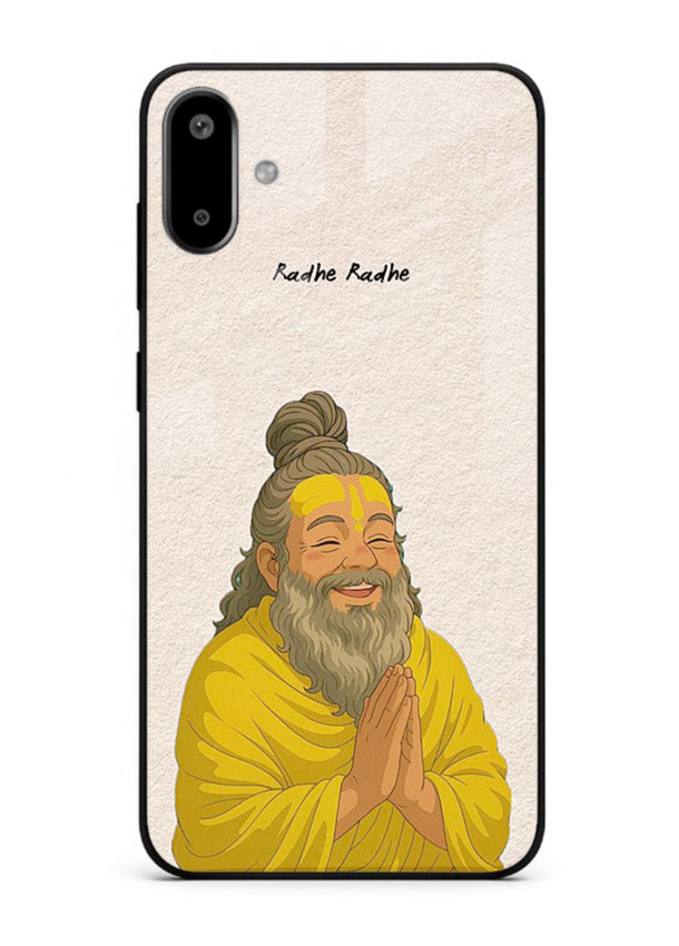 Devotional rishi artwork printed on glossy tempered glass Samsung F06 5G back cover