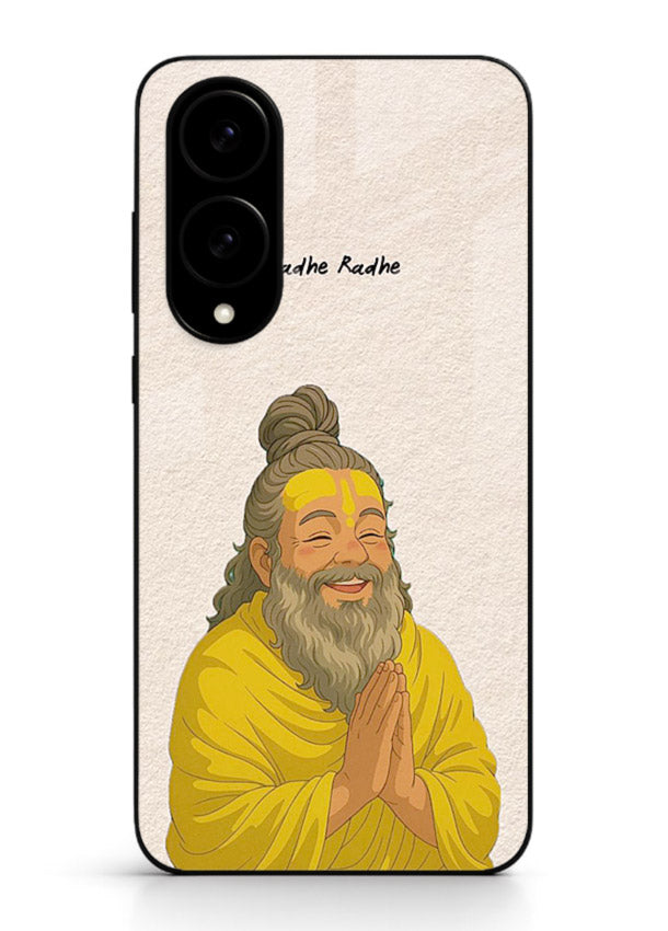 Devotional rishi artwork printed on glossy tempered glass Samsung S25 Edge back cover