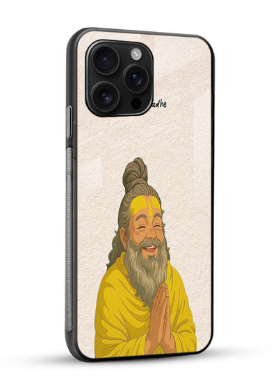 Devotional rishi artwork printed on glossy tempered glass phone back cover - 2