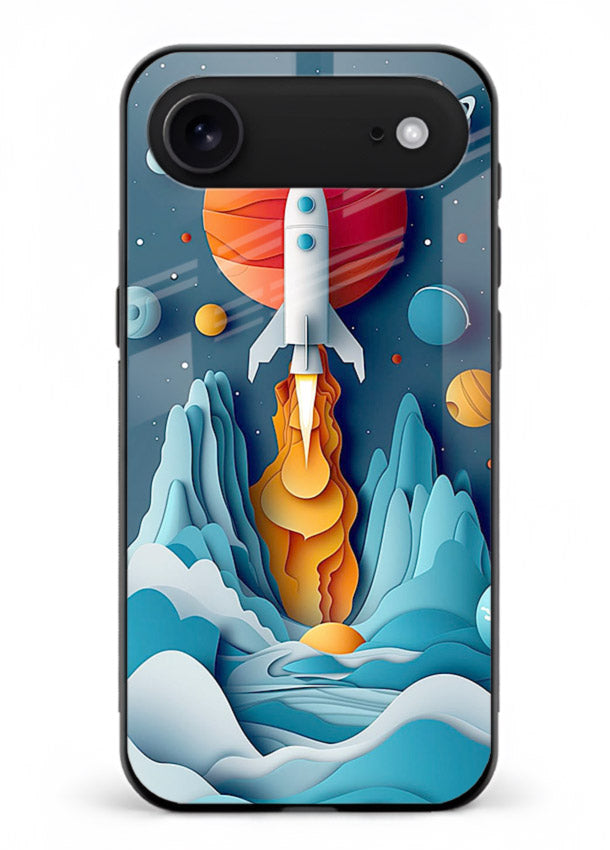 Rocket Planet Launch cosmic rocket artwork iphone 18 air glass back cover