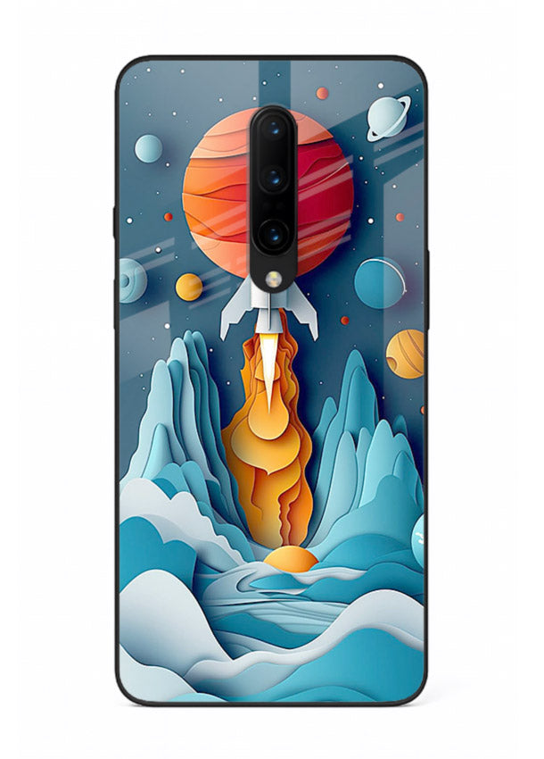 Rocket Planet Launch cosmic rocket artwork OnePlus 7T Pro glass back cover