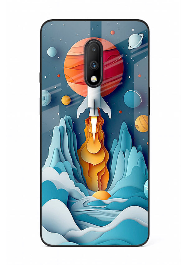 Rocket Planet Launch cosmic rocket artwork OnePlus 7 glass back cover