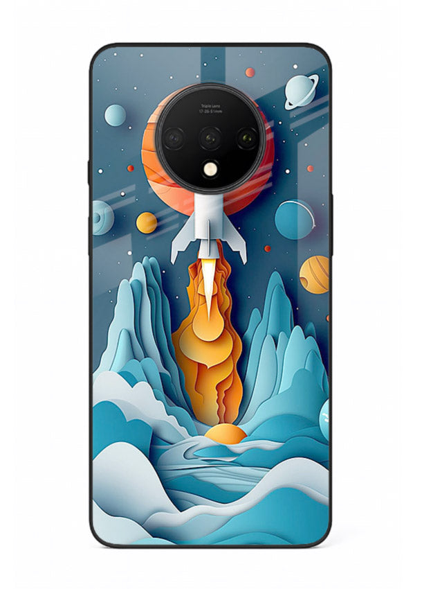 Rocket Planet Launch cosmic rocket artwork OnePlus 7T glass back cover