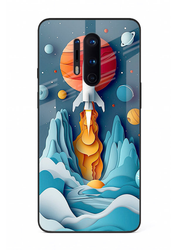 Rocket Planet Launch cosmic rocket artwork OnePlus 8 Pro glass back cover