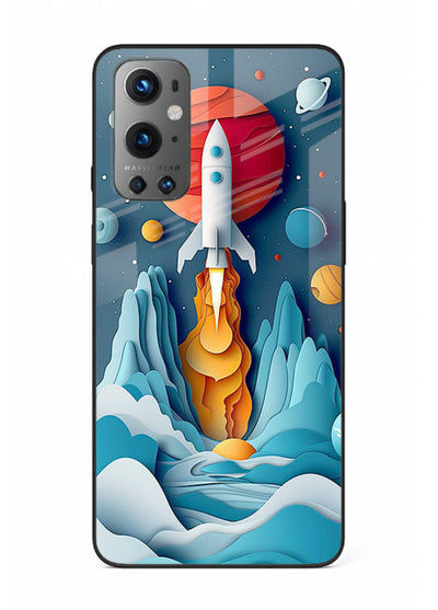 Rocket Planet Launch cosmic rocket artwork OnePlus 9 glass back cover