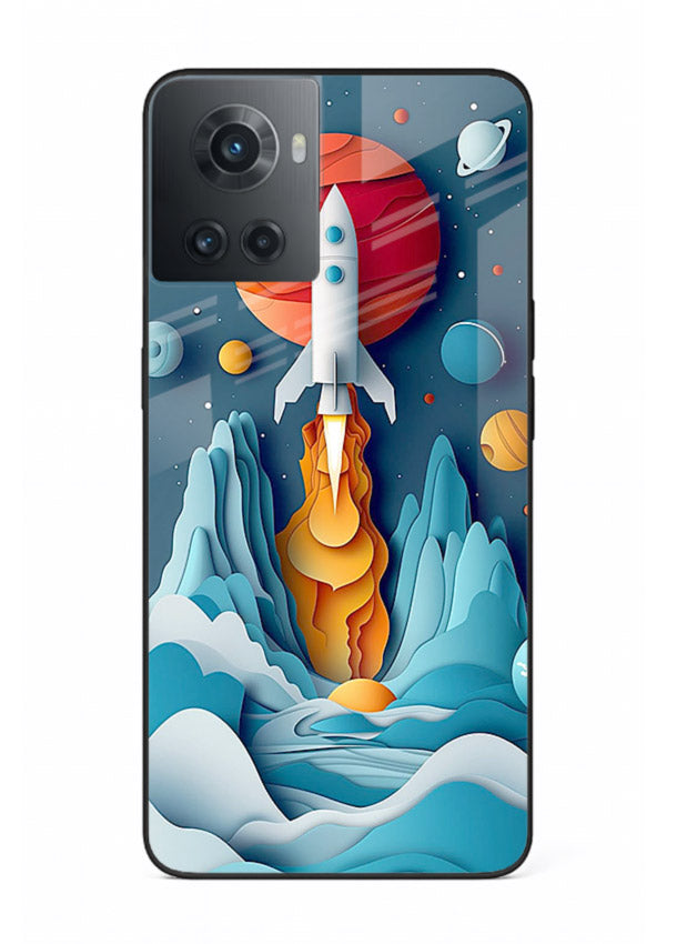 Rocket Planet Launch cosmic rocket artwork OnePlus 10R glass back cover