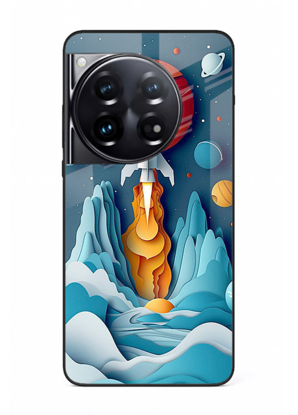 Rocket Planet Launch cosmic rocket artwork OnePlus 12 glass back cover