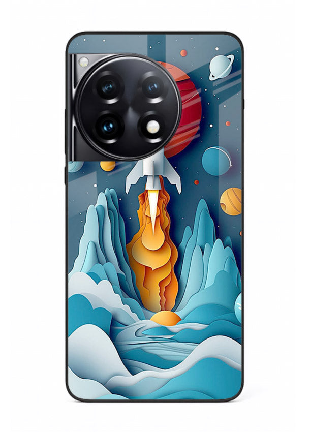 Rocket Planet Launch cosmic rocket artwork OnePlus 12R glass back cover