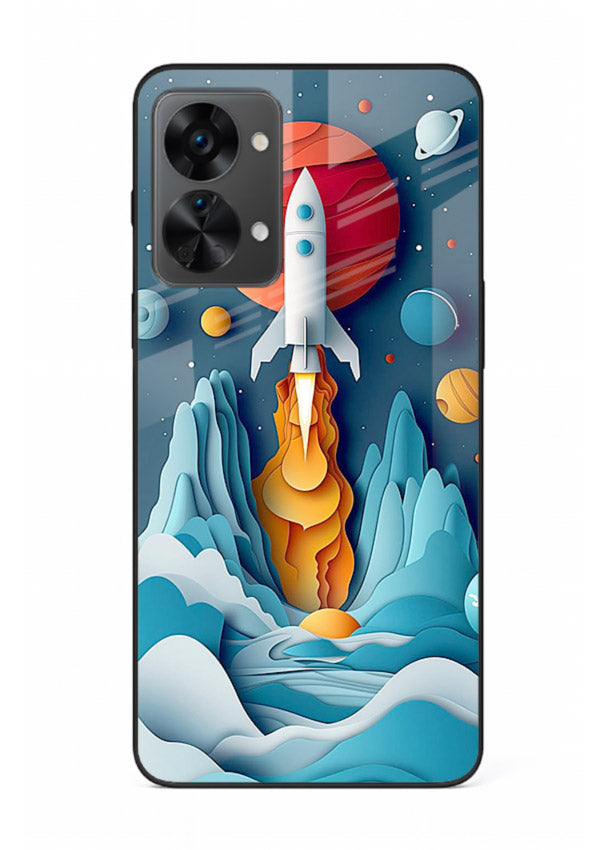 Rocket Planet Launch cosmic rocket artwork OnePlus Nord 2T glass back cover
