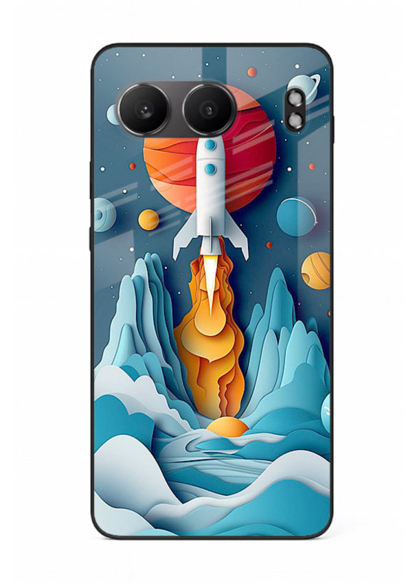 Rocket Planet Launch cosmic rocket artwork OnePlus Nord 4 glass back cover