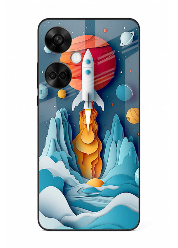 Rocket Planet Launch cosmic rocket artwork OnePlus Nord CE3 glass back cover