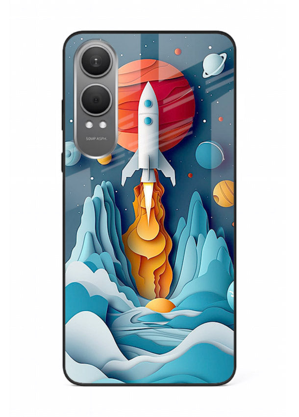 Rocket Planet Launch cosmic rocket artwork OnePlus Nord CE4 Lite glass back cover
