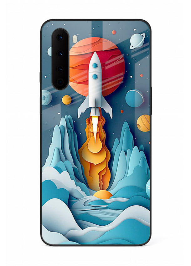 Rocket Planet Launch cosmic rocket artwork OnePlus Nord glass back cover
