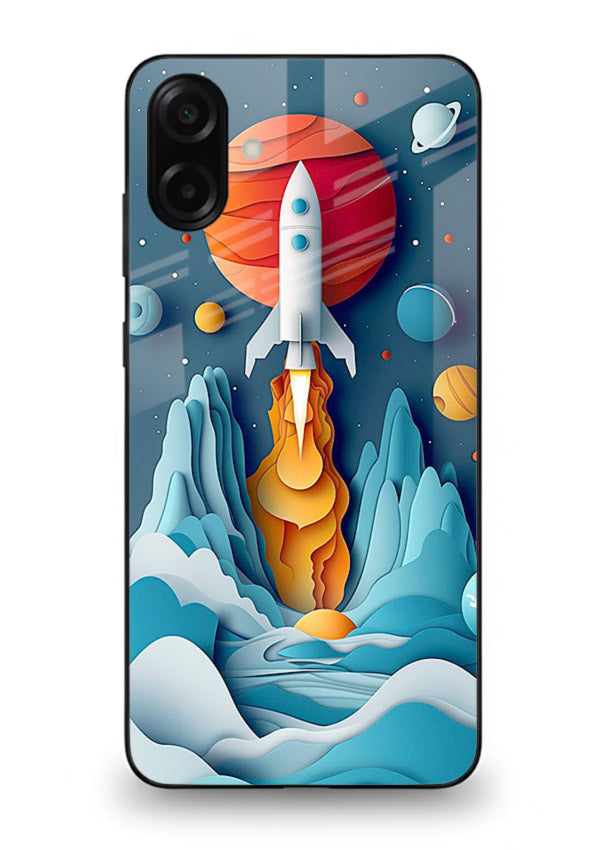 Rocket Planet Launch cosmic rocket artwork Samsung A06 5G glass back cover