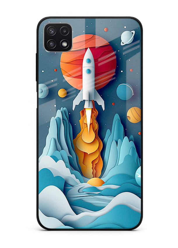 Rocket Planet Launch cosmic rocket artwork Samsung F42 5G glass back cover